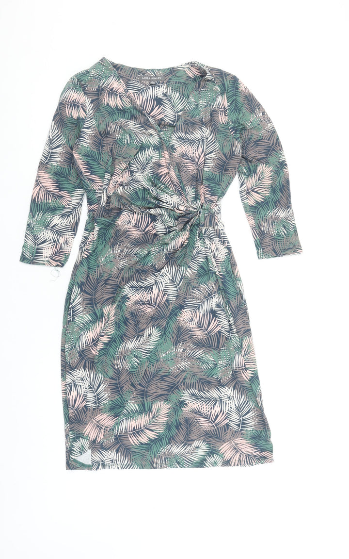 Laura Ashley Women’s Multicoloured Tropical Print Knee Length Wrap Dress Size 8