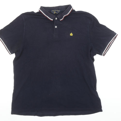 Admiral Men’s Navy Blue Cotton Polo Shirt L Short Sleeve Classic Fit