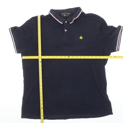 Admiral Men’s Navy Blue Cotton Polo Shirt L Short Sleeve Classic Fit