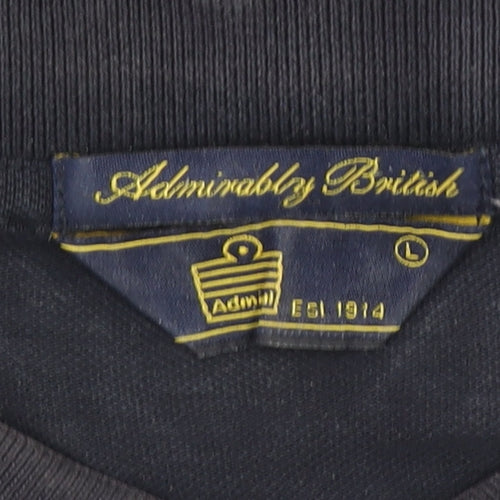 Admiral Men’s Navy Blue Cotton Polo Shirt L Short Sleeve Classic Fit