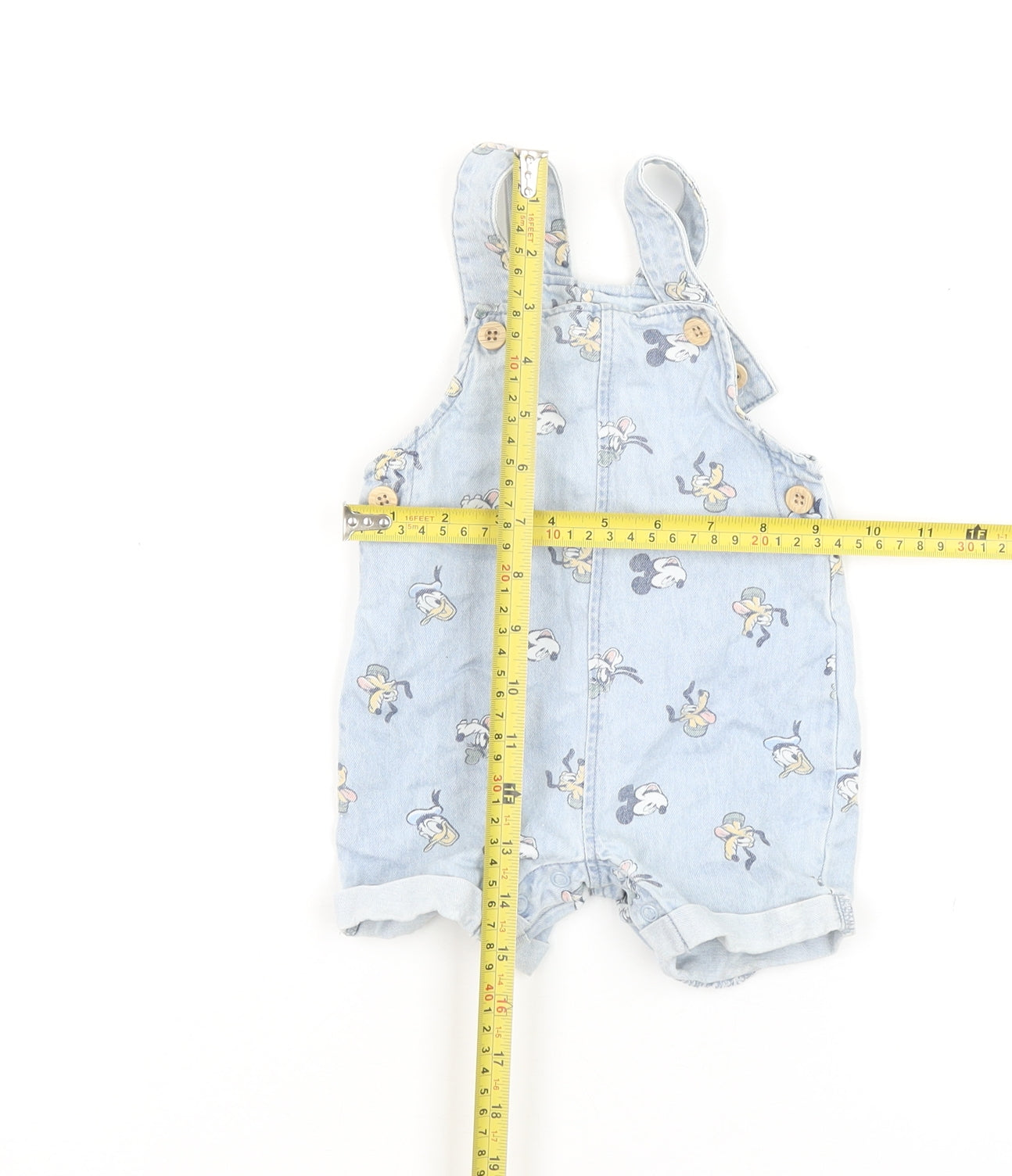 Disney at Primark Blue Denim Mickey Mouse Baby Dungaree 3-6 Months