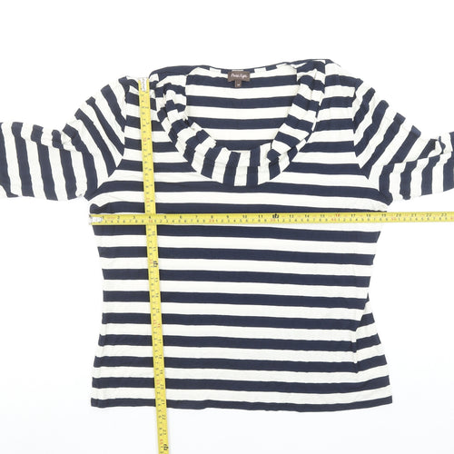 Phase Eight Women’s Blue Striped Jersey Cowl Neck 3/4 Sleeve Top Size 18