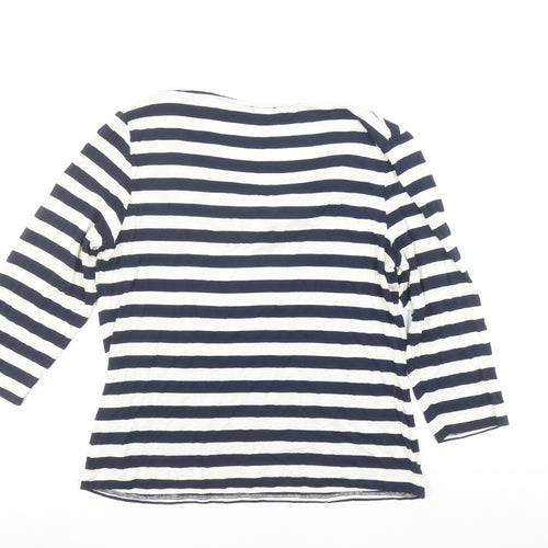 Phase Eight Women’s Blue Striped Jersey Cowl Neck 3/4 Sleeve Top Size 18