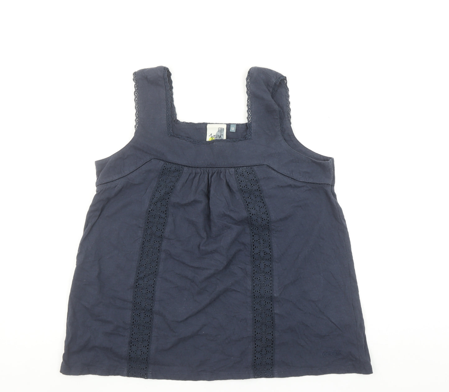 Weird Fish Women's Blue Cotton Camisole Tank Top Size 12