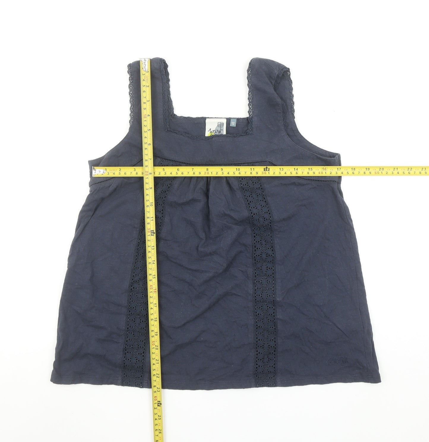 Weird Fish Women's Blue Cotton Camisole Tank Top Size 12