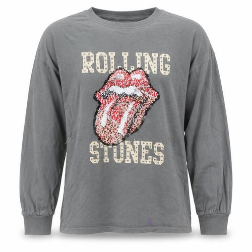 NEXT Girls Grey Rolling Stones Sequin Long Sleeve T-Shirt 11 Years