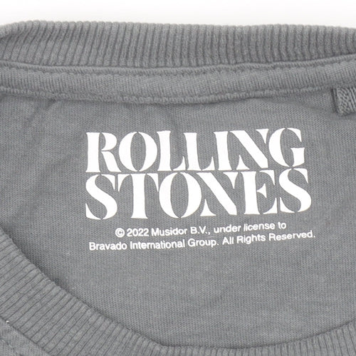 NEXT Girls Grey Rolling Stones Sequin Long Sleeve T-Shirt 11 Years