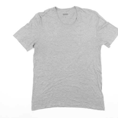 Hugo Boss Men's Grey Cotton Crew Neck Short Sleeve T-Shirt M