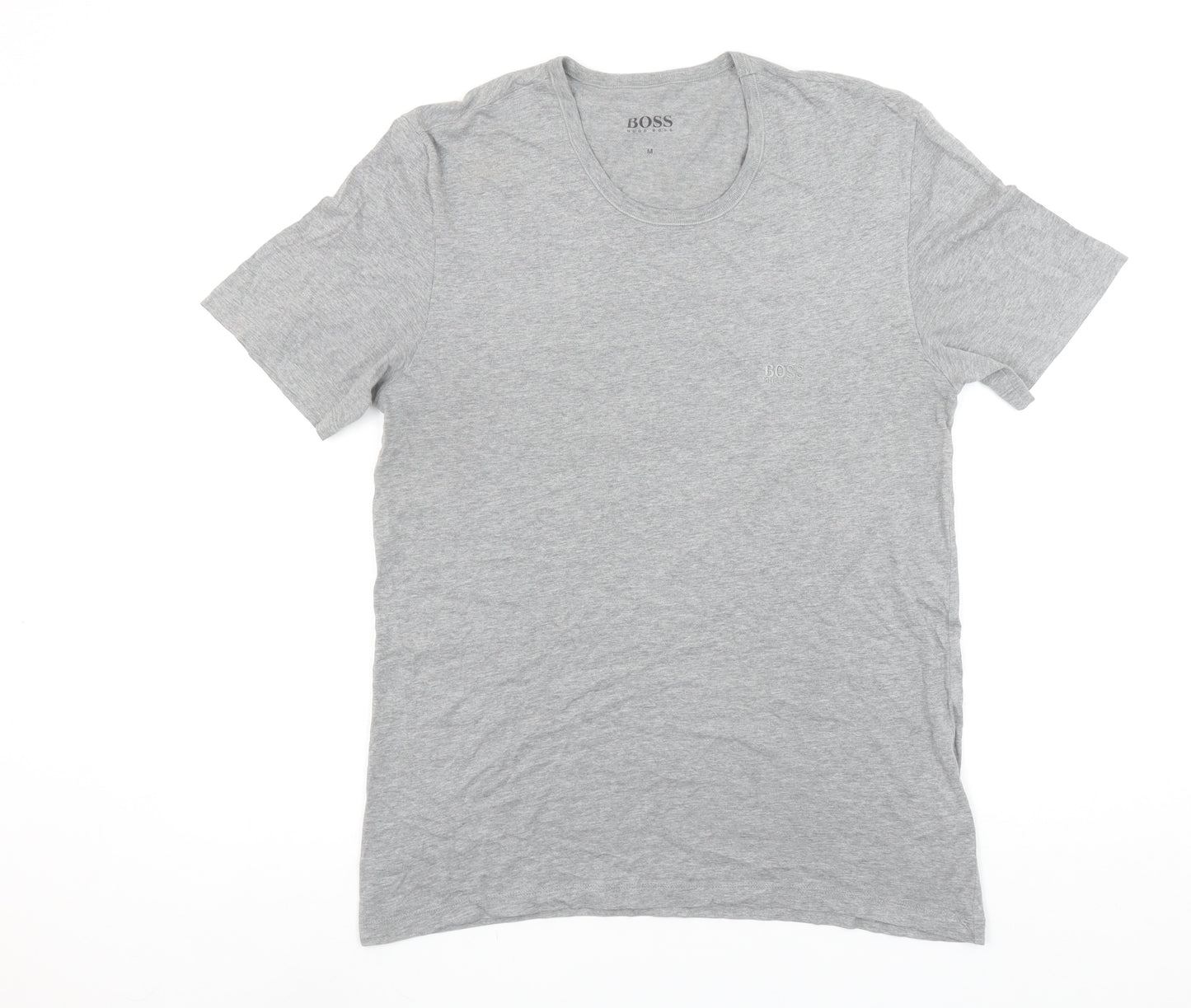 Hugo Boss Men's Grey Cotton Crew Neck Short Sleeve T-Shirt M