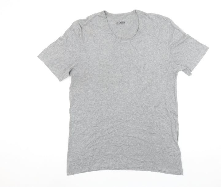 Hugo Boss Men's Grey Cotton Crew Neck Short Sleeve T-Shirt M