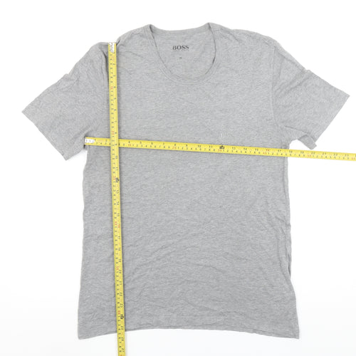 Hugo Boss Men's Grey Cotton Crew Neck Short Sleeve T-Shirt M