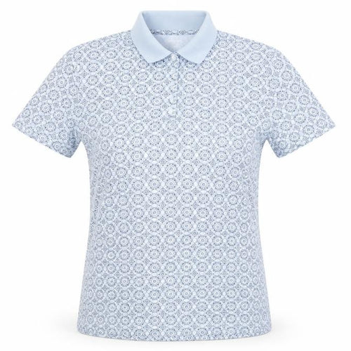 Lands' End Women's Blue Geometric Cotton Polo Shirt Size L