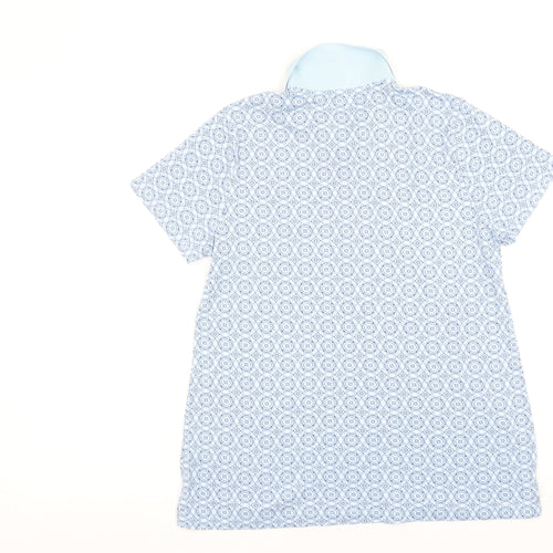 Lands' End Women's Blue Geometric Cotton Polo Shirt Size L