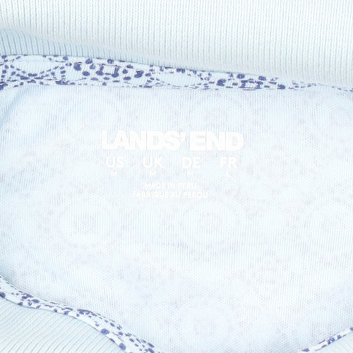 Lands' End Women's Blue Geometric Cotton Polo Shirt Size L