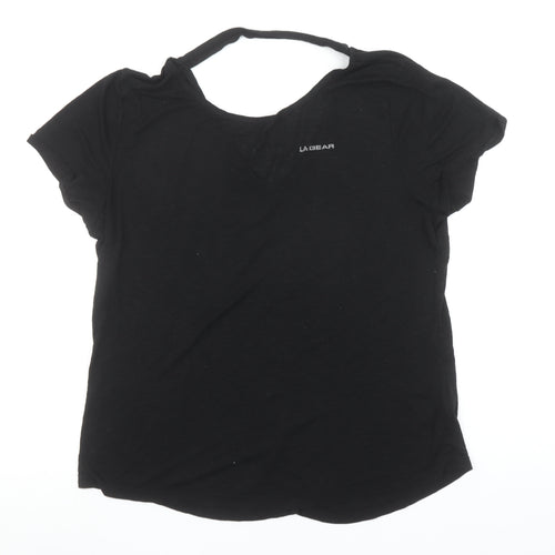 LA Gear Women’s Black Size 18 Short Sleeve V-Neck Basic T-Shirt