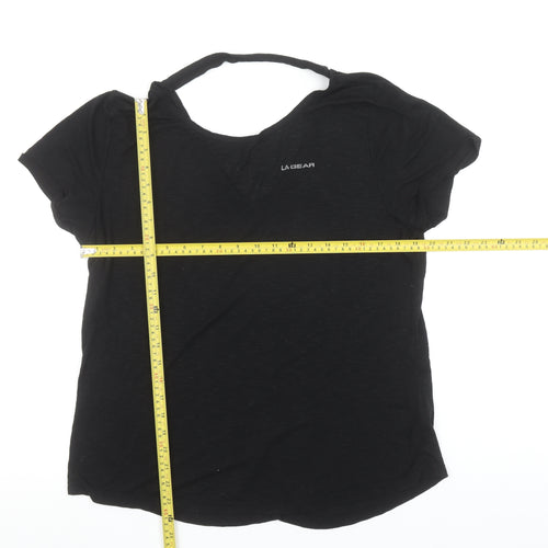 LA Gear Women’s Black Size 18 Short Sleeve V-Neck Basic T-Shirt