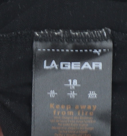 LA Gear Women’s Black Size 18 Short Sleeve V-Neck Basic T-Shirt