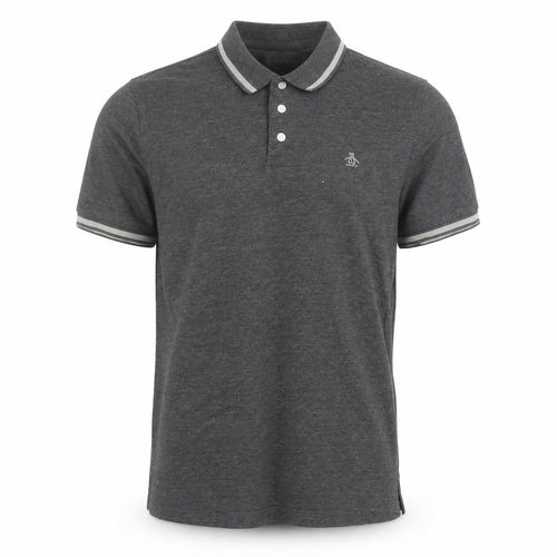 Original Penguin Men's Grey Slim Fit Short Sleeve Polo Shirt M