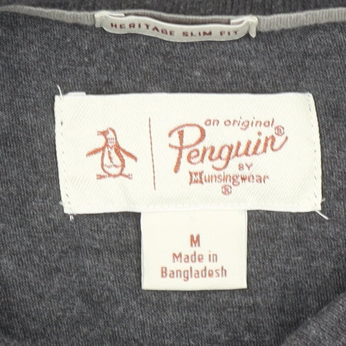 Original Penguin Men's Grey Slim Fit Short Sleeve Polo Shirt M
