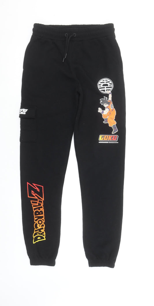 Dragon Ball Z Girls Black Jogger Trousers 13-14 Years Goku Anime Fleece