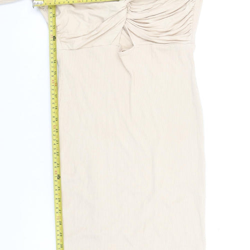 ASOS DESIGN Women Beige Size 10 Bodycon Midi Dress Long Sleeve