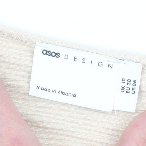 ASOS DESIGN Women Beige Size 10 Bodycon Midi Dress Long Sleeve