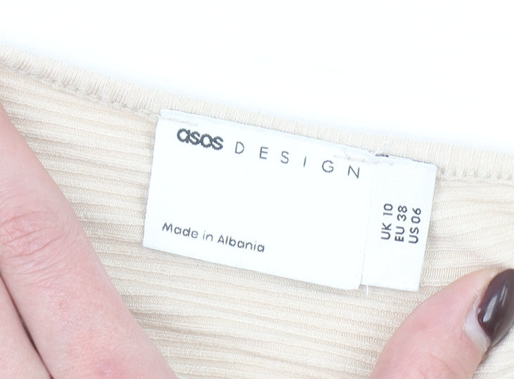 ASOS DESIGN Women Beige Size 10 Bodycon Midi Dress Long Sleeve