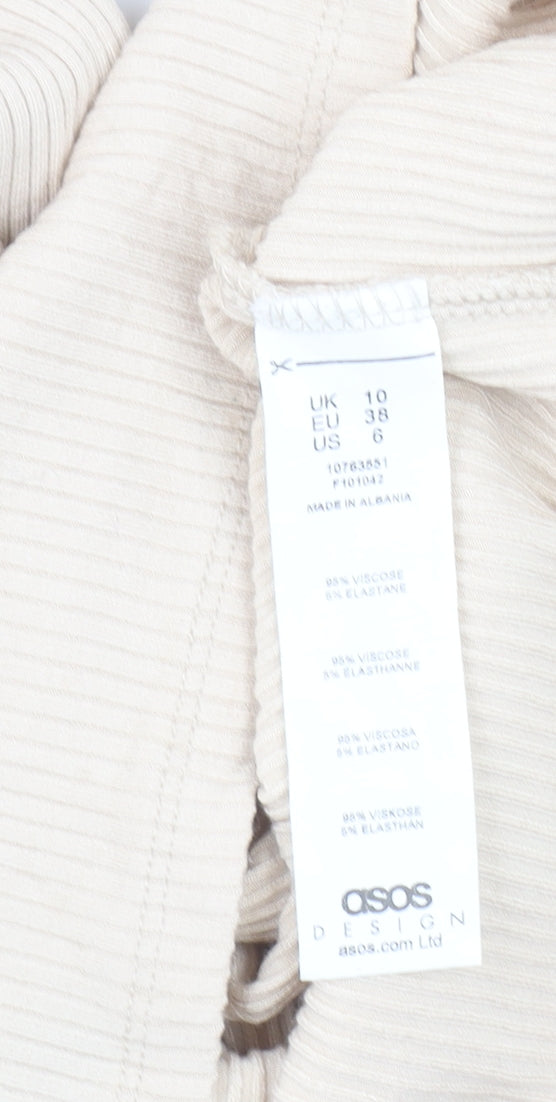 ASOS DESIGN Women Beige Size 10 Bodycon Midi Dress Long Sleeve