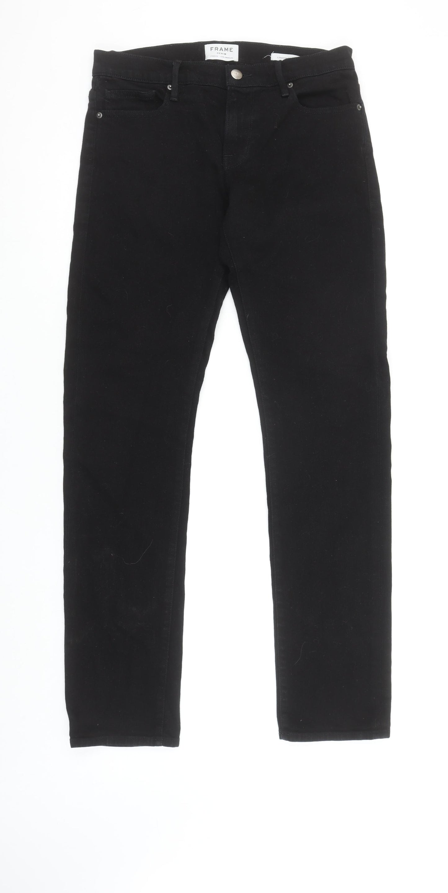 Frame Denim Men's Black Slim Jeans Size 30R Classic 5-Pocket Design