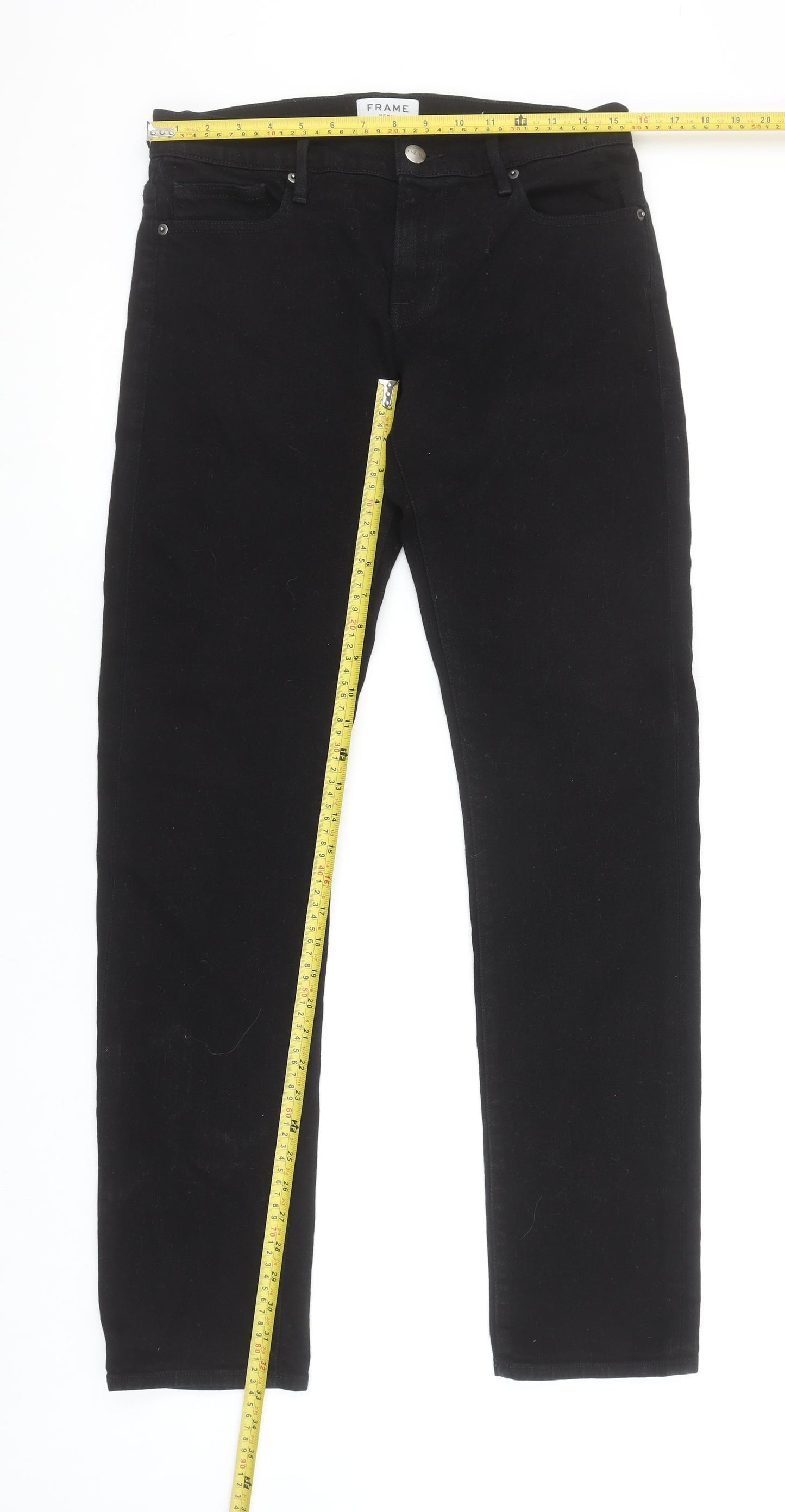 Frame Denim Men's Black Slim Jeans Size 30R Classic 5-Pocket Design