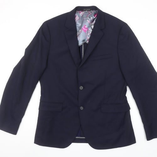 Ted Baker Men's Navy Blue Slim Fit Wool Blend Blazer Jacket 40R