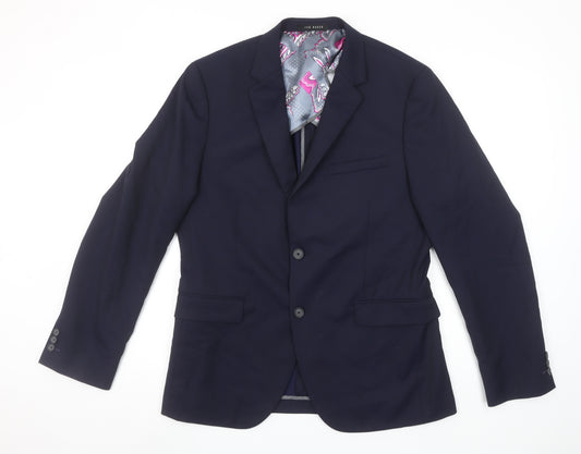 Ted Baker Men's Navy Blue Slim Fit Wool Blend Blazer Jacket 40R