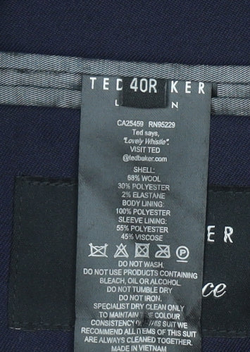 Ted Baker Men's Navy Blue Slim Fit Wool Blend Blazer Jacket 40R