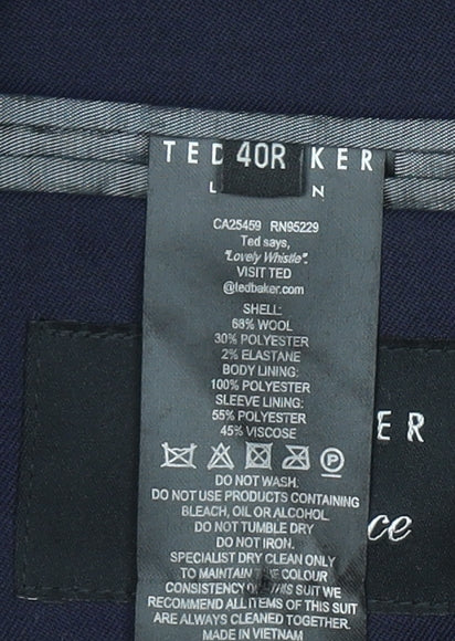 Ted Baker Men's Navy Blue Slim Fit Wool Blend Blazer Jacket 40R