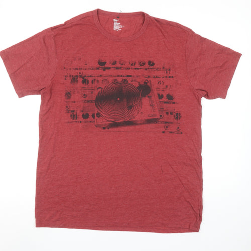 Gap Men's Red Graphic Music Print Crew Neck T-Shirt Size L