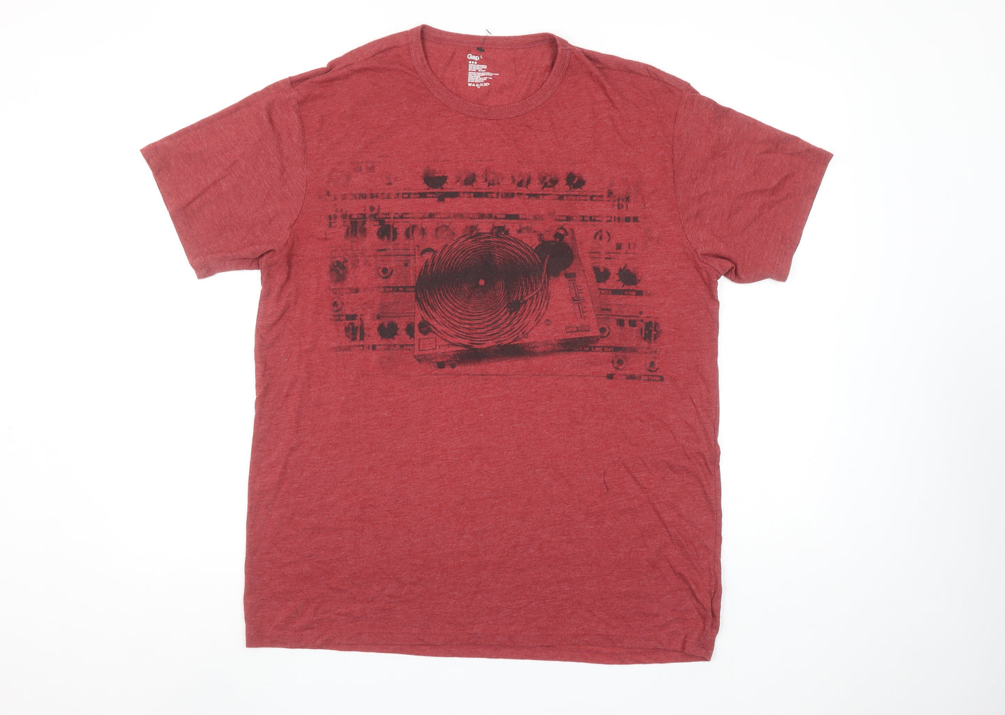 Gap Men's Red Graphic Music Print Crew Neck T-Shirt Size L