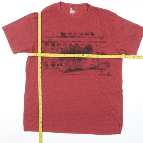 Gap Men's Red Graphic Music Print Crew Neck T-Shirt Size L