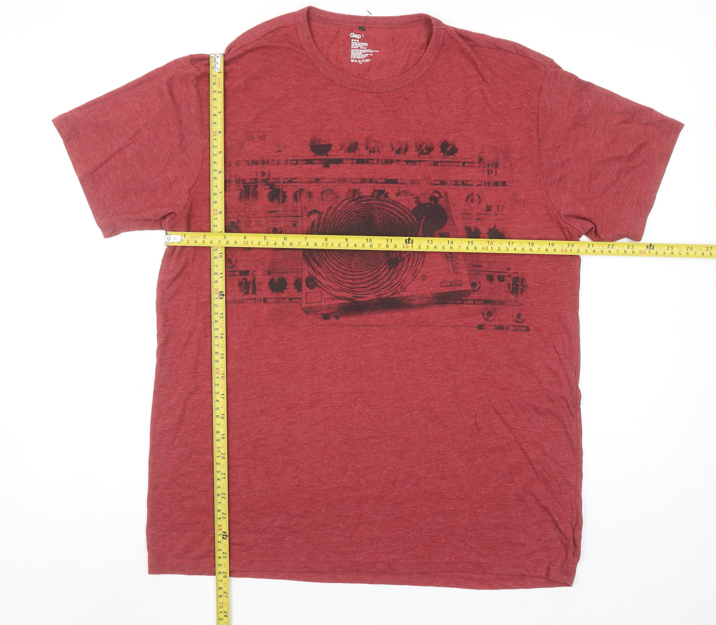 Gap Men's Red Graphic Music Print Crew Neck T-Shirt Size L