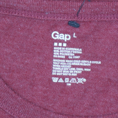 Gap Men's Red Graphic Music Print Crew Neck T-Shirt Size L