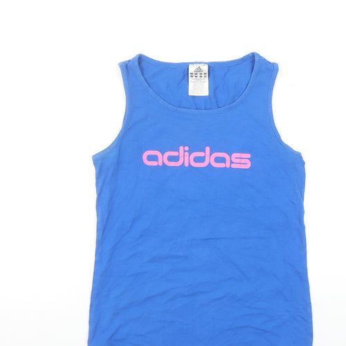 Adidas Womens Blue Tank Top Size S Slim Fit Cotton Activewear