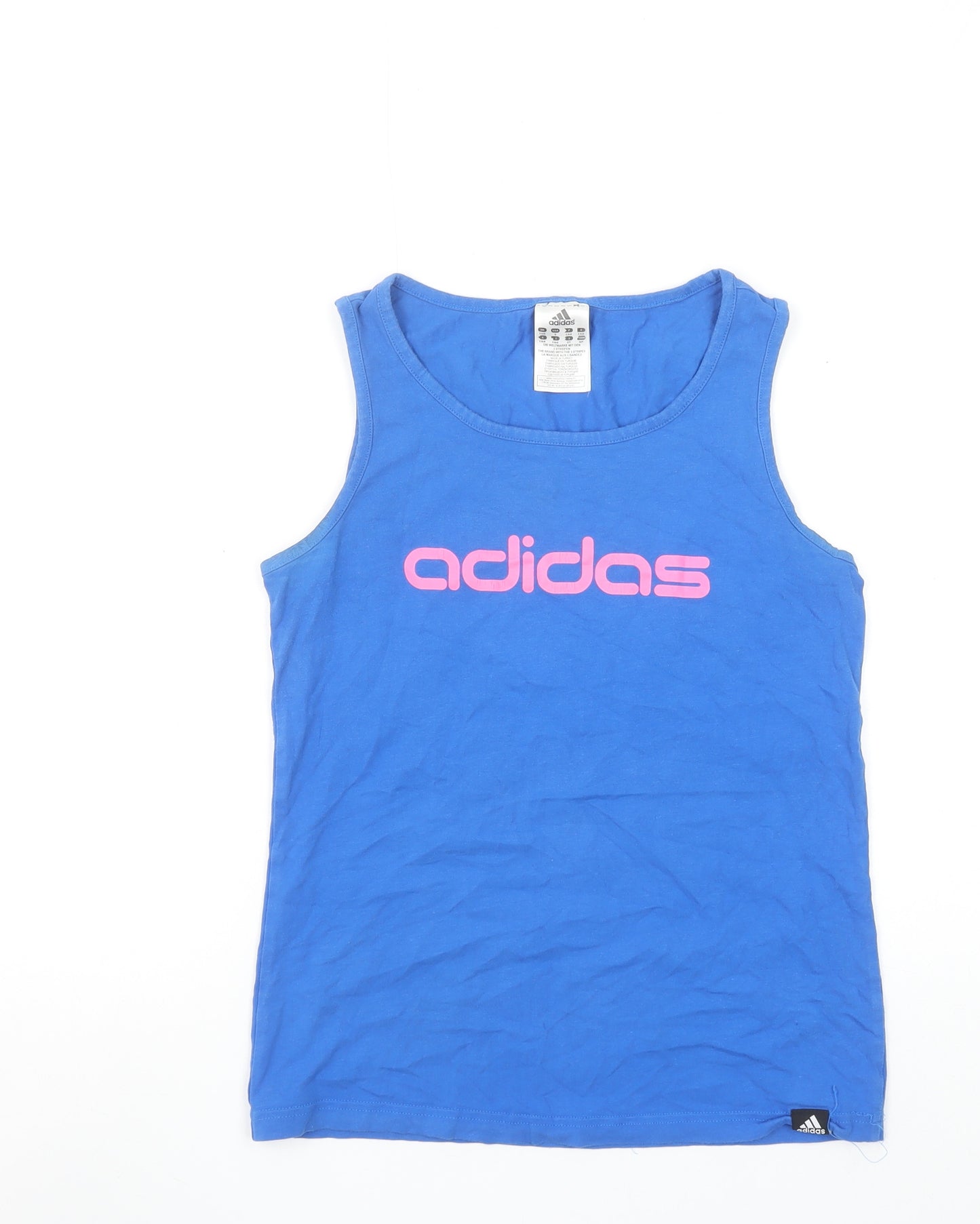 Adidas Womens Blue Tank Top Size S Slim Fit Cotton Activewear