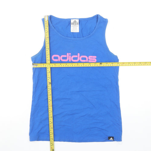 Adidas Womens Blue Tank Top Size S Slim Fit Cotton Activewear