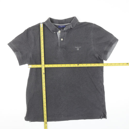 GANT Men's Grey Short Sleeve Polo Shirt Size M Cotton Elastane