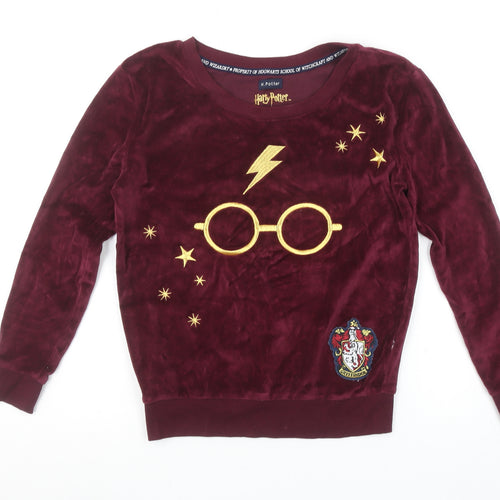 Harry Potter Gryffindor Burgundy Velvet Long Sleeve Women's XS Nightwear Top