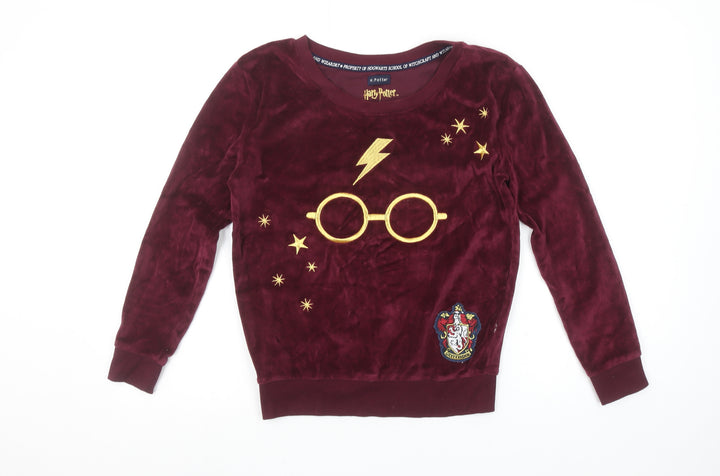 Harry Potter Gryffindor Burgundy Velvet Long Sleeve Women's XS Nightwear Top