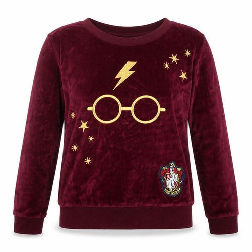 Harry Potter Gryffindor Burgundy Velvet Long Sleeve Women's XS Nightwear Top