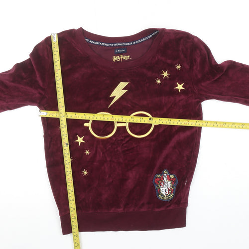 Harry Potter Gryffindor Burgundy Velvet Long Sleeve Women's XS Nightwear Top