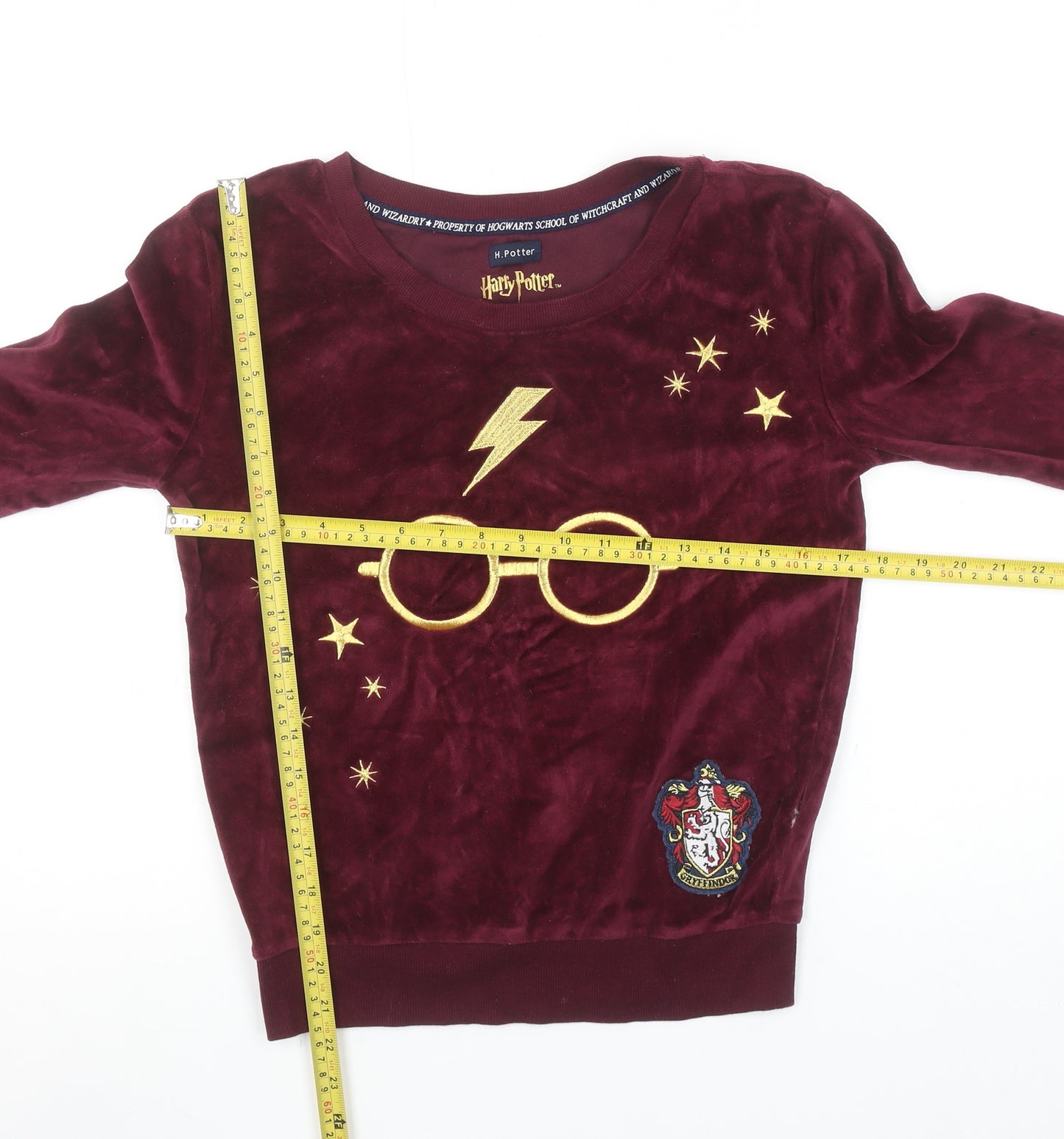 Harry Potter Gryffindor Burgundy Velvet Long Sleeve Women's XS Nightwear Top