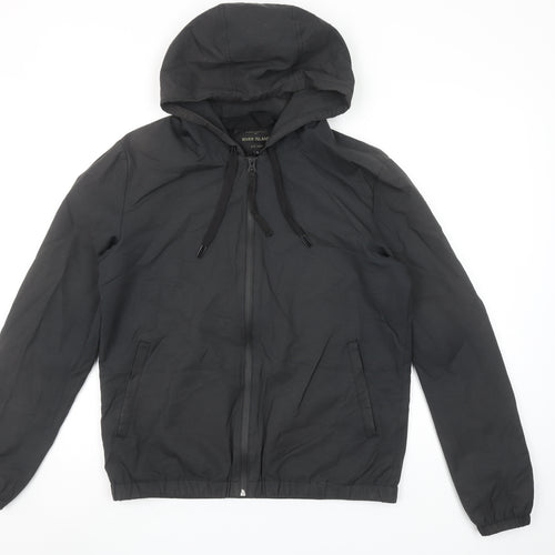 River Island Men's Black Hooded Windbreaker Jacket Size S