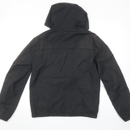 River Island Men's Black Hooded Windbreaker Jacket Size S